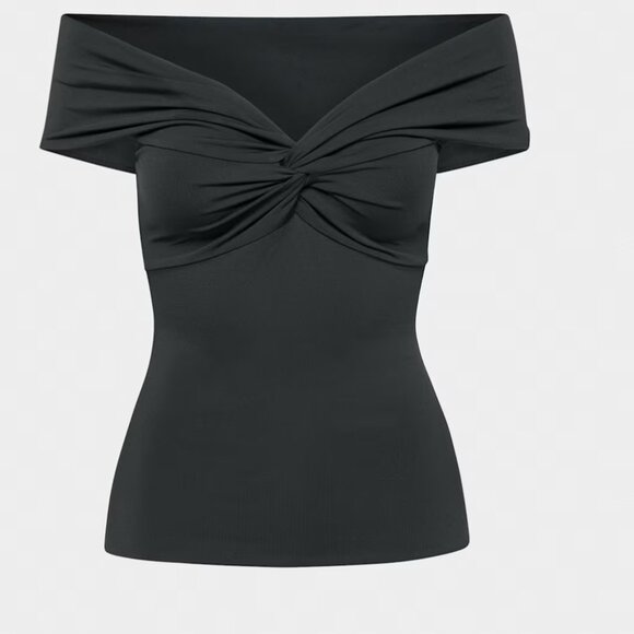 Aritzia Contour Twist Off-shoulder Top, S, Black, NWT - Picture 2 of 6
